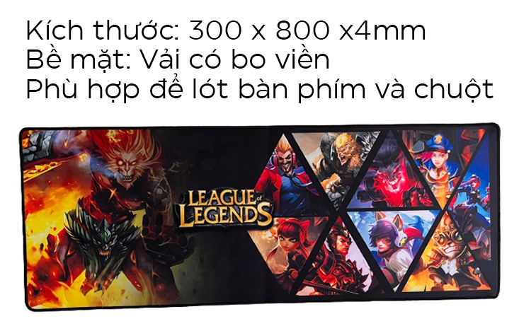 Bàn di chuột Liên Minh Huyền Thoại League Of Legends (300 x 800 x4mm)