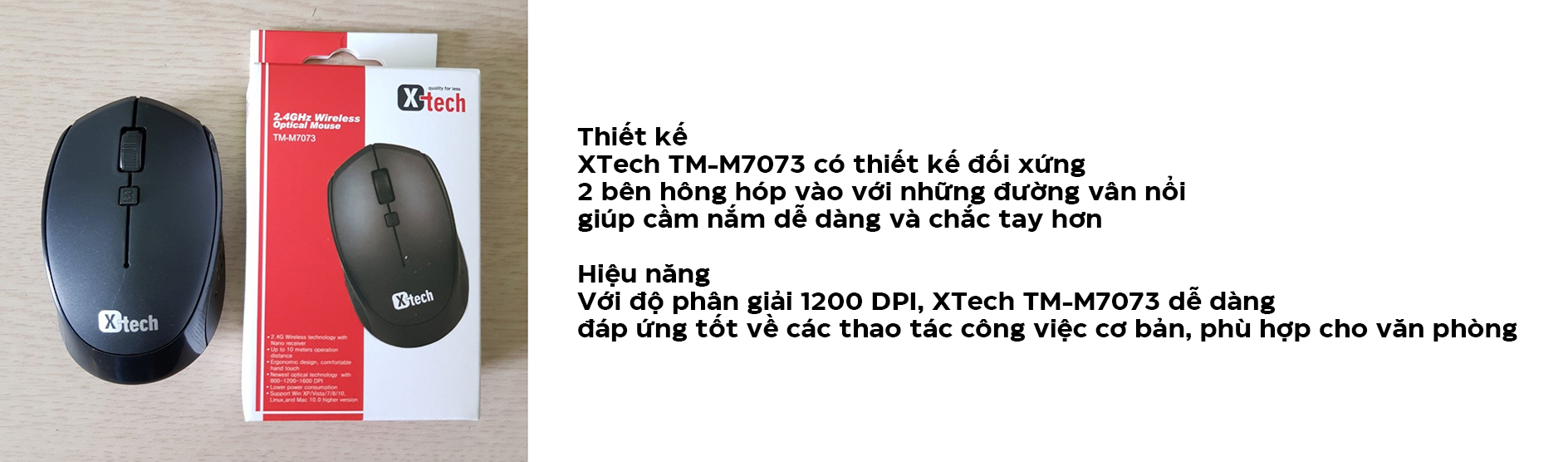 Chuột không dây XTech TM-M7073 đen (USB)