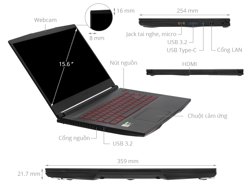 Laptop MSI Gaming GF63 Thin