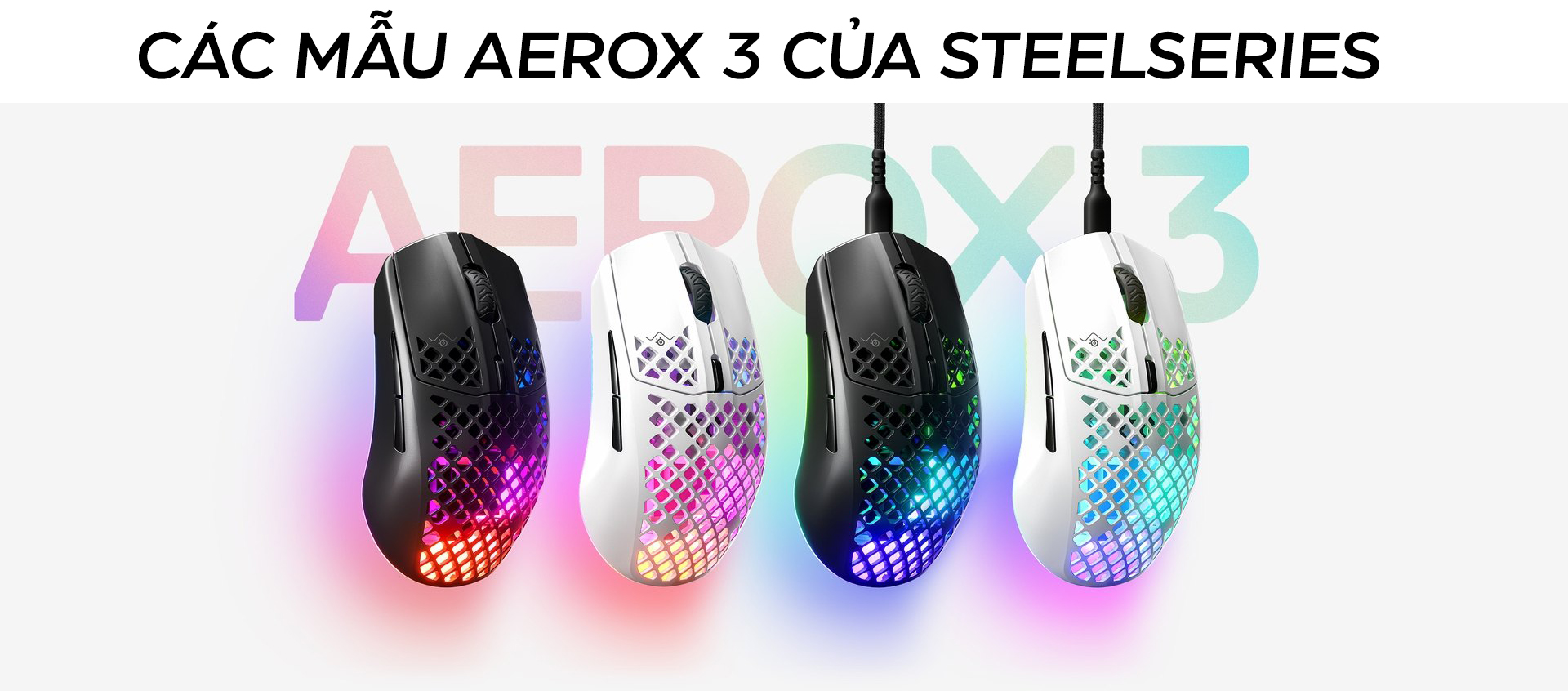 Chuột không dây Steelseries Aerox 3 Snow (USB/RGB)