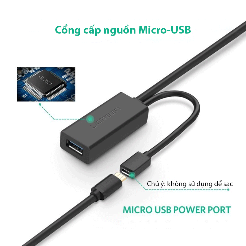 Cáp USB 3.0 nối dài 5m hỗ trợ nguồn Micro USB 