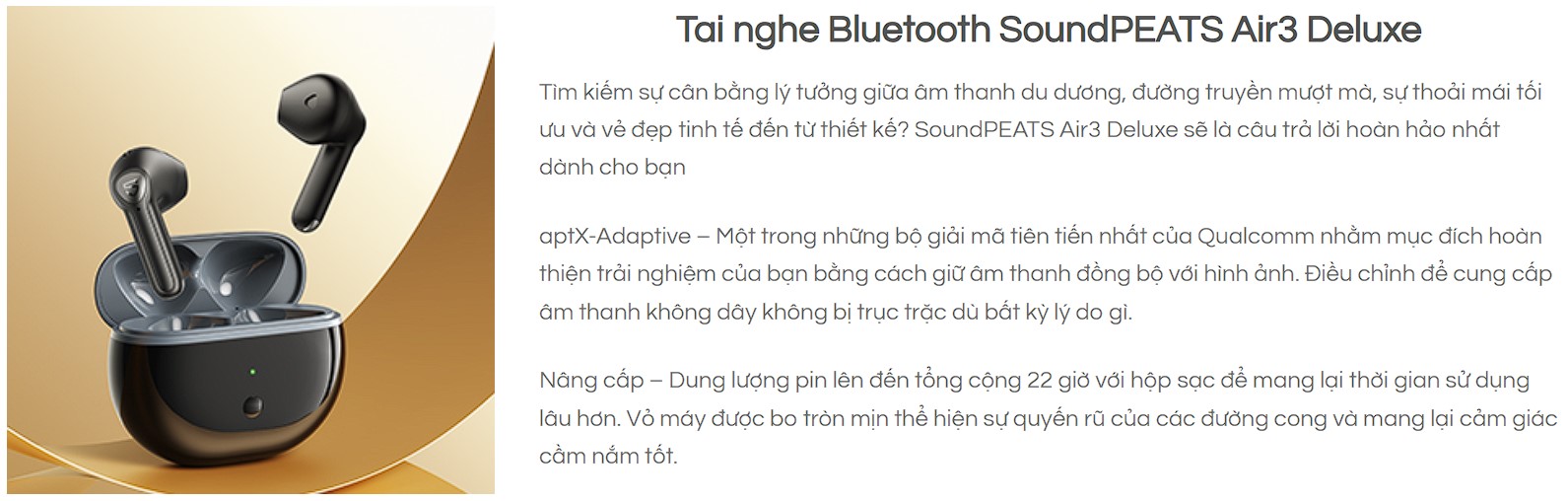 Tai nghe Bluetooth Soundpeats Air 3 Deluxe