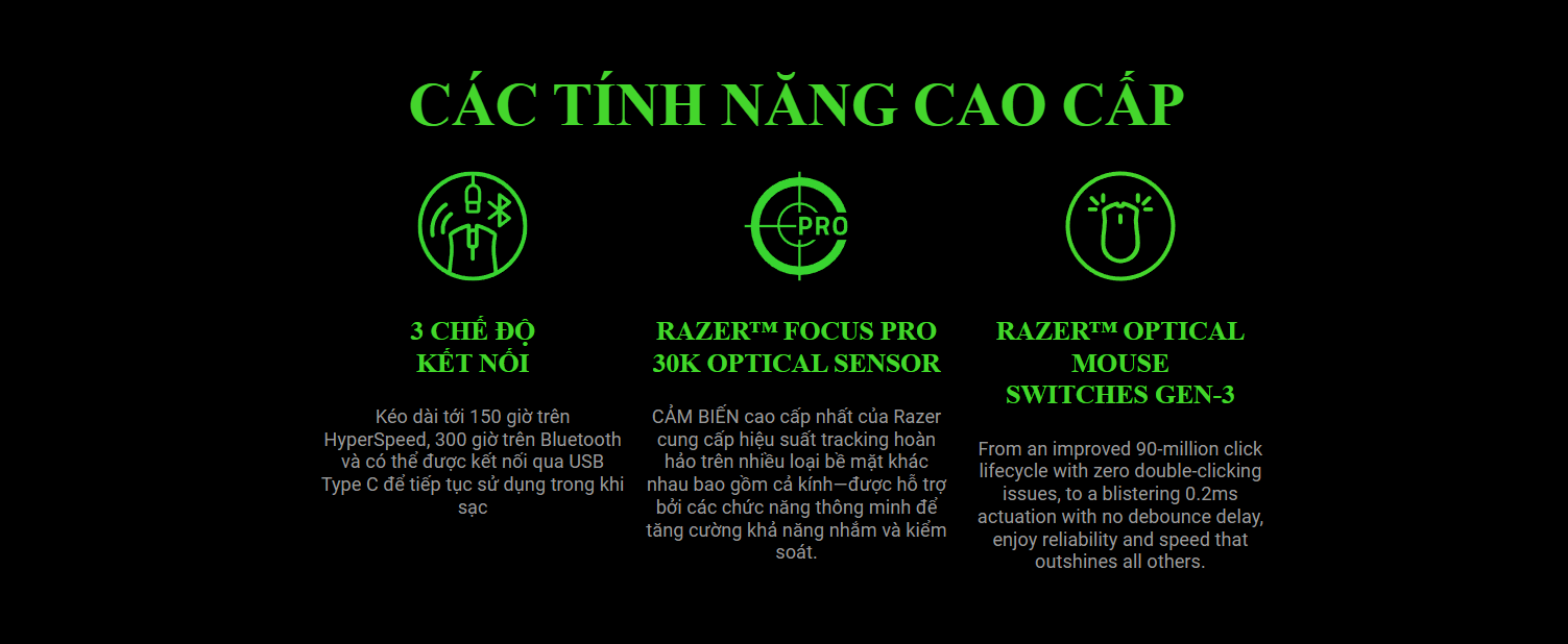 Chuột game không dây Razer Naga Pro V2 Wireless MMO (RZ01-04400100-R3A1) )(USB/Bluetooth/RGB) 5