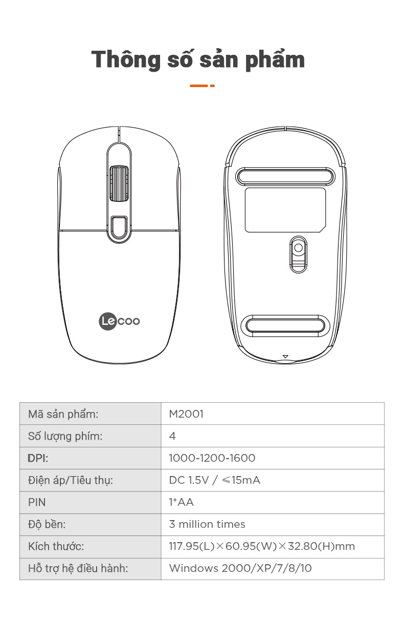 Chuột không dây Lecoo M2001 (USB)