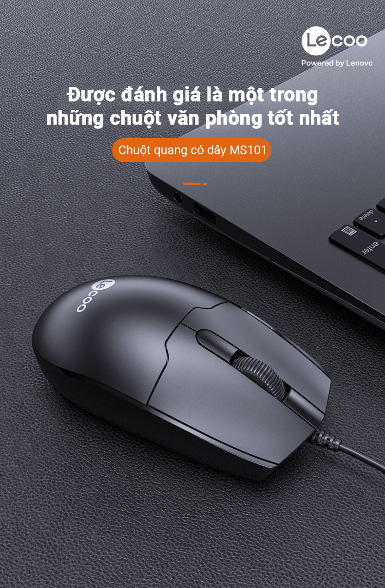 Chuột Lecoo MS101 đen (USB)