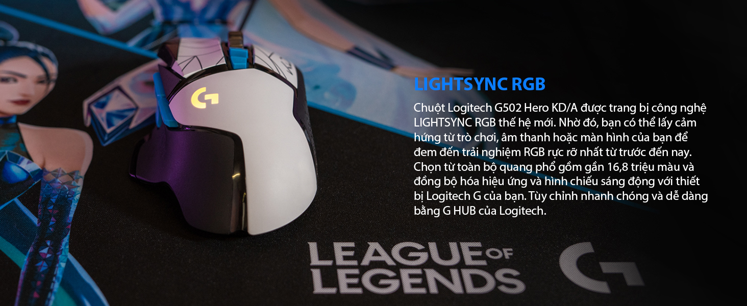 Chuột Logitech G502 Hero KDA (USB/RGB/Đen trắng) 4