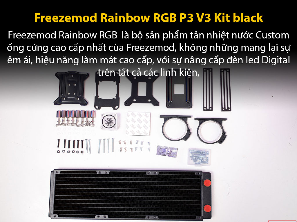 Hệ thống làm mát bằng nước custom Freezemod Rainbow RGB P3 V3 Kit black