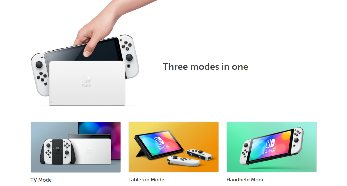 Máy chơi game Nintendo Switch OLED White (Trắng ) có thể tuỳ biến cách chơi