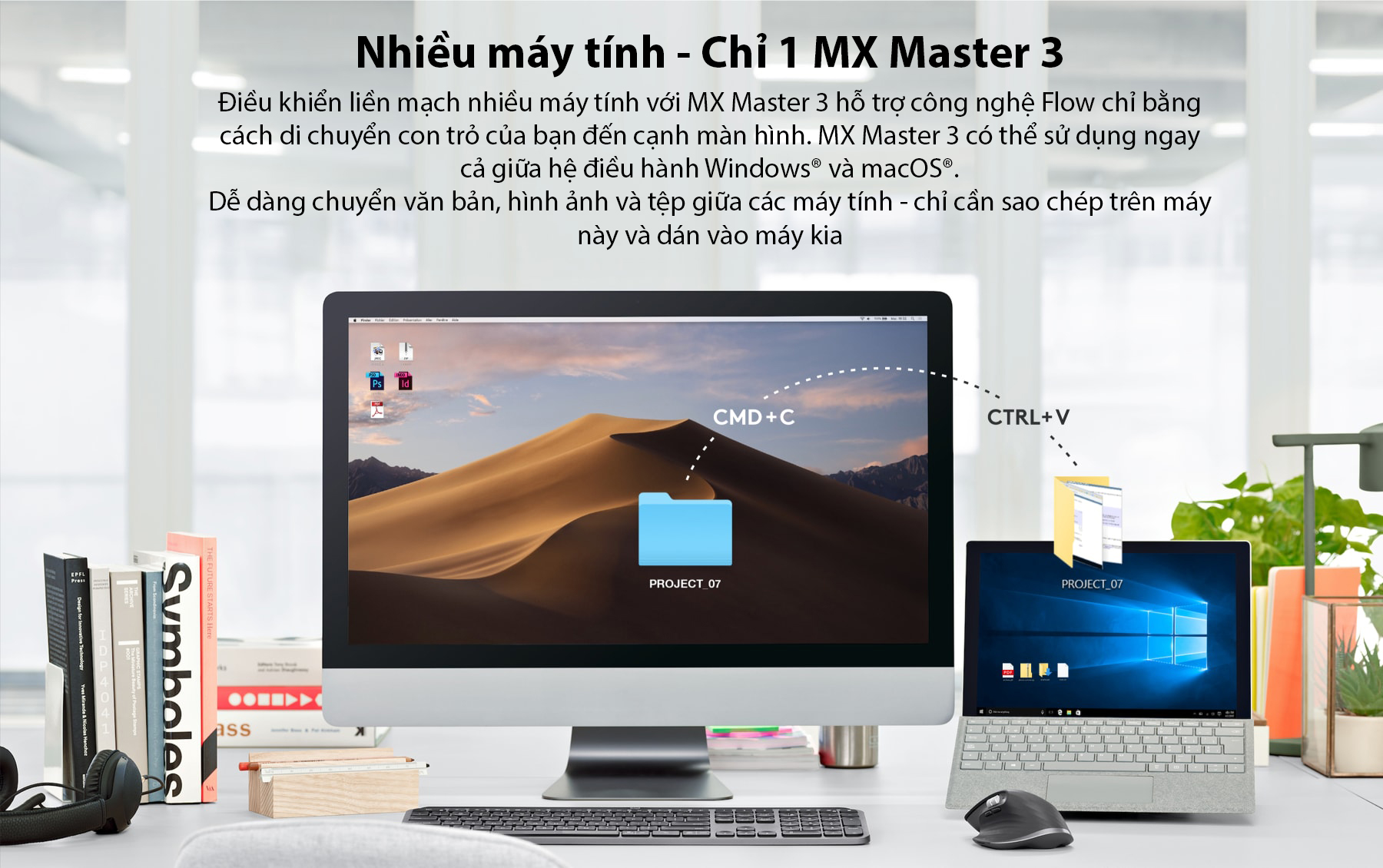 Chuột không dây Logitech MX Master 3 Mid Grey (USB/Bluetooth/Xám) 4