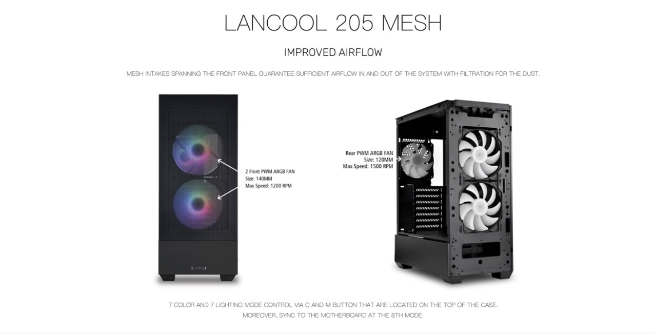 Vỏ Case LIAN-LI LANCOOL 205 MESH BLACK ( Mid Tower/Màu Đen) 