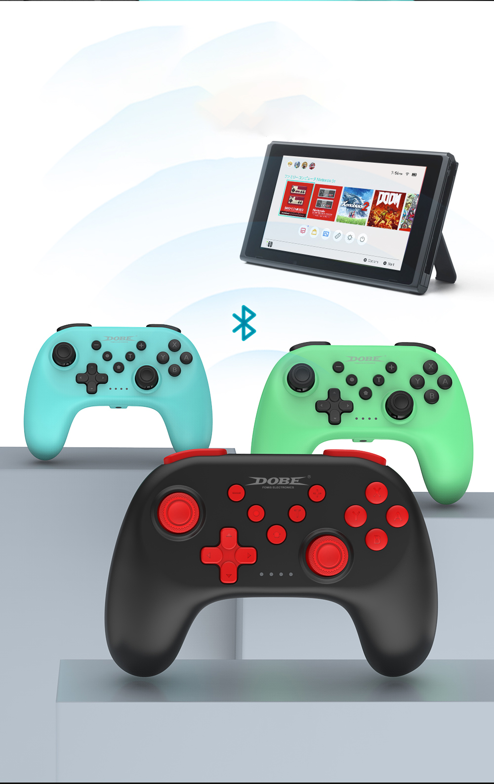 Tay cầm chơi game không dây DOBE TNS-0117 cho Nintendo - Switch / PC , Màu Đen 3