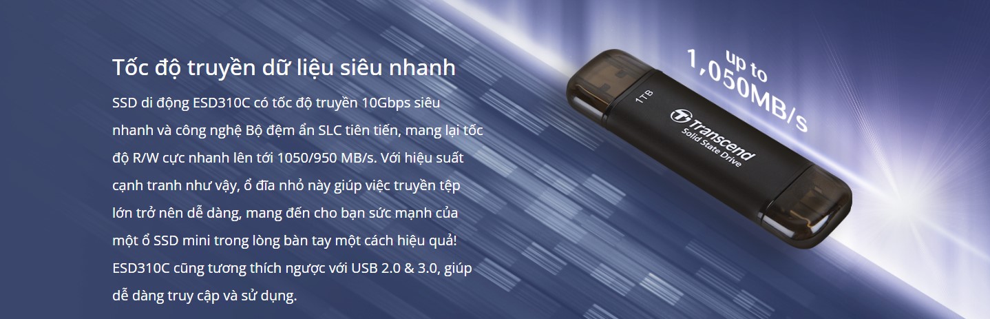  cứng di động Portable SSDTranscend ESD310C USB 3.2 Gen 2x1