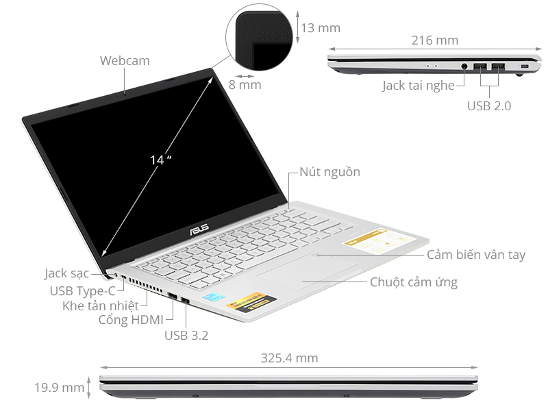 Laptop Asus VivoBook X415EA-EK2043W