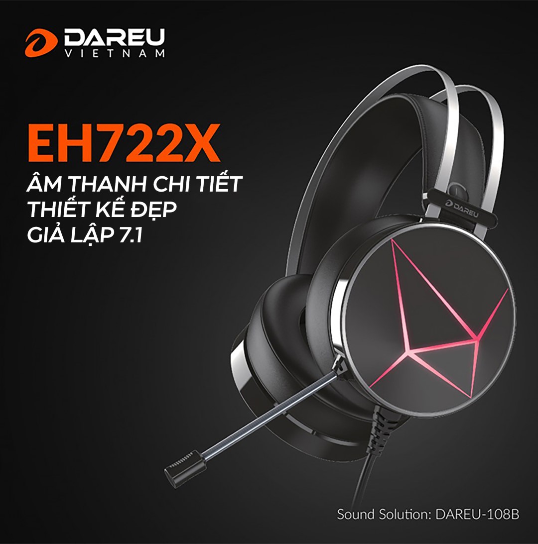 Tai nghe DareU EH722X USB 7.1 Black