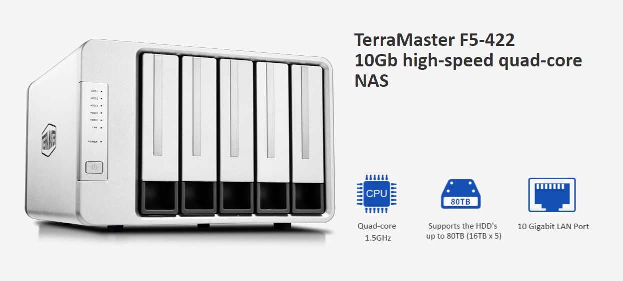 Thiết bị lưu trữ mạng TerraMaster F5-422 4GB 10GbE