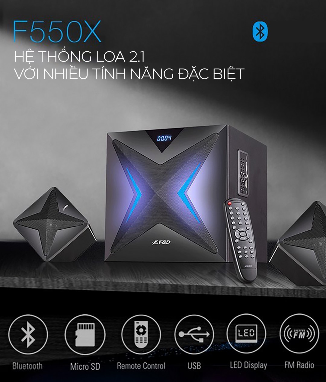 Loa Fenda F550X 2.1 Bluetooth, FM