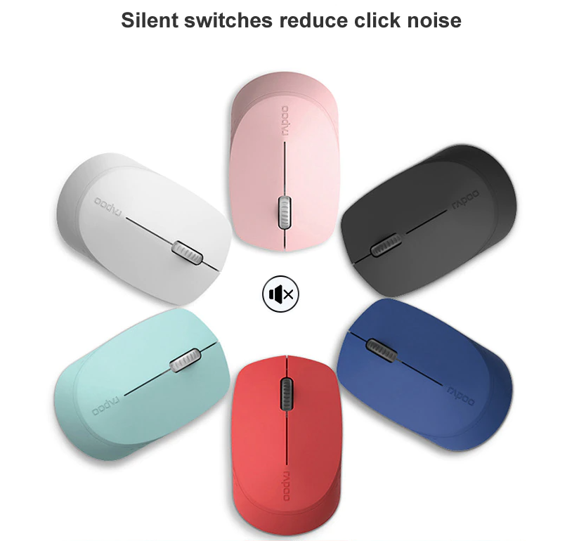 Chuột không dây Rapoo M100 Silent màu Hồng (USB/Bluetooth) 5