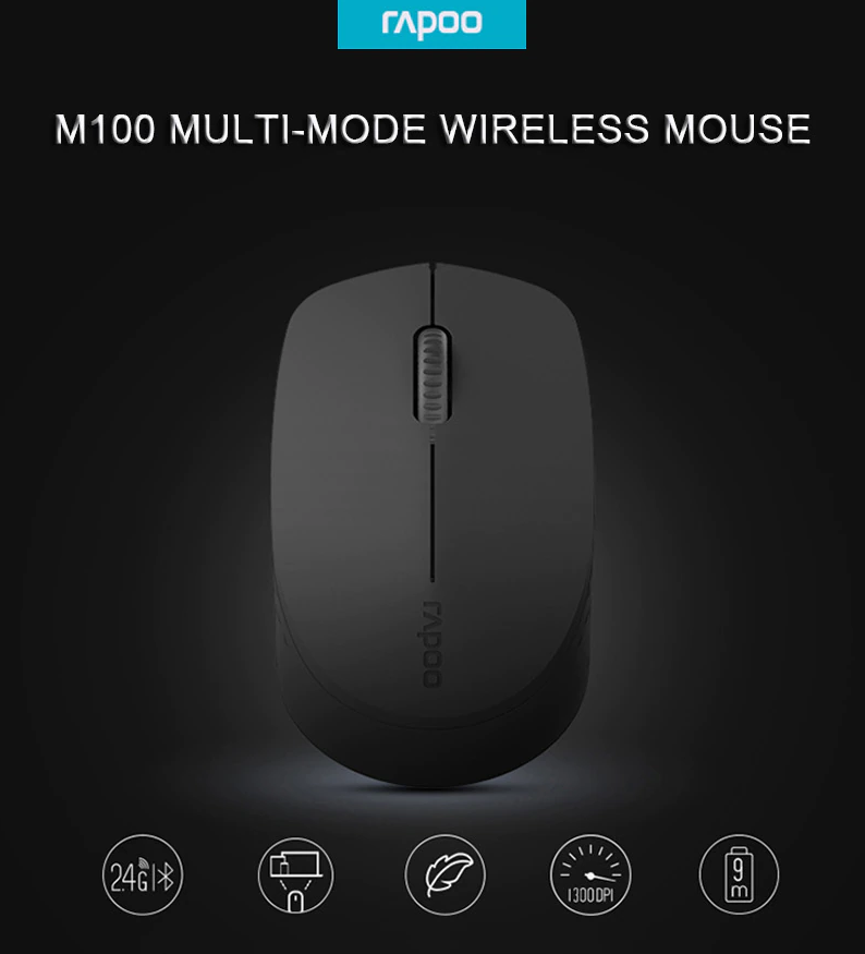 Chuột không dây Rapoo M100 Silent màu Xám đen (USB/Bluetooth) 1