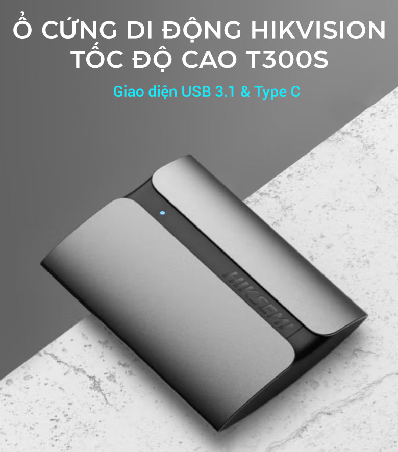 Ổ cứng di động Hikvision SSD 1TB USB3.1,TypeC HS-ESSD-T300S màu đen