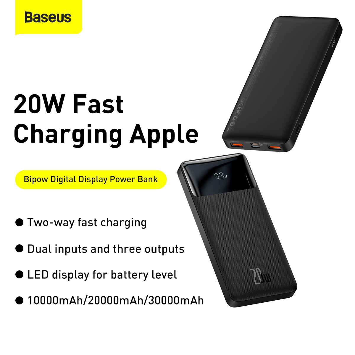 Pin Sạc dự phòng Baseus Bipow Digital Display Power bank 10000mAh 20W Black 