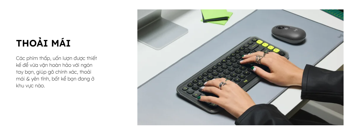 Bàn phím cơ không dây Logitech POP ICON Keys màu Hồng 2