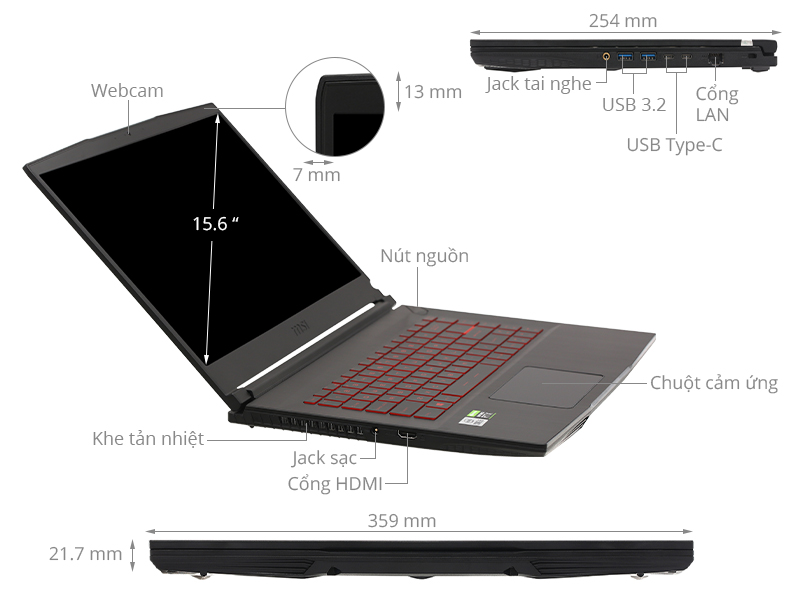 Laptop MSI Gaming GF65 Thin