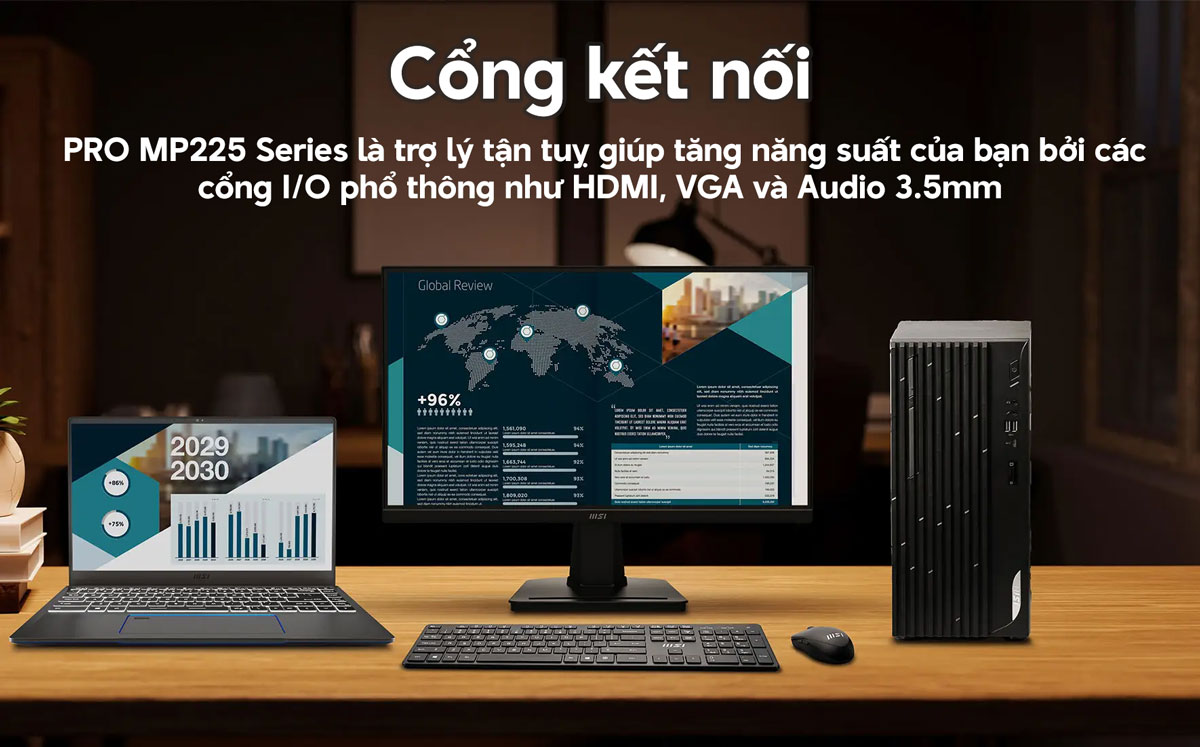 Cổng kết nối của màn hình MSI Pro MP225