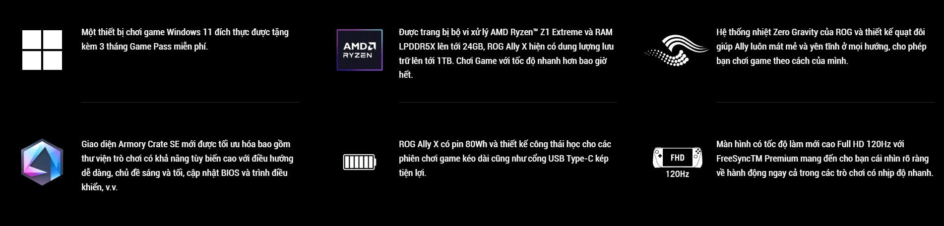 Máy chơi game cầm tay Asus ROG Ally X - 1TB AMD Ryzen Z1 Extreme 2