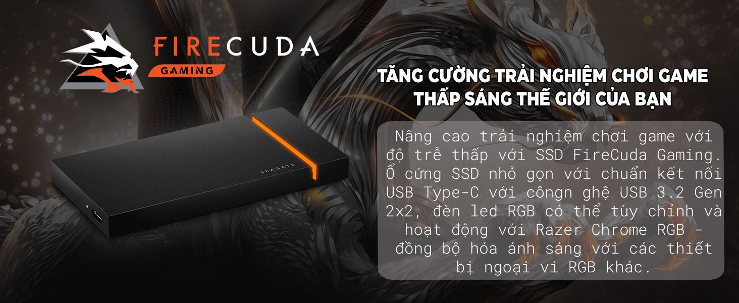 Ổ cứng gắn ngoài SSD USB-C 2.5 inch Seagate Firecuda Gaming Đen