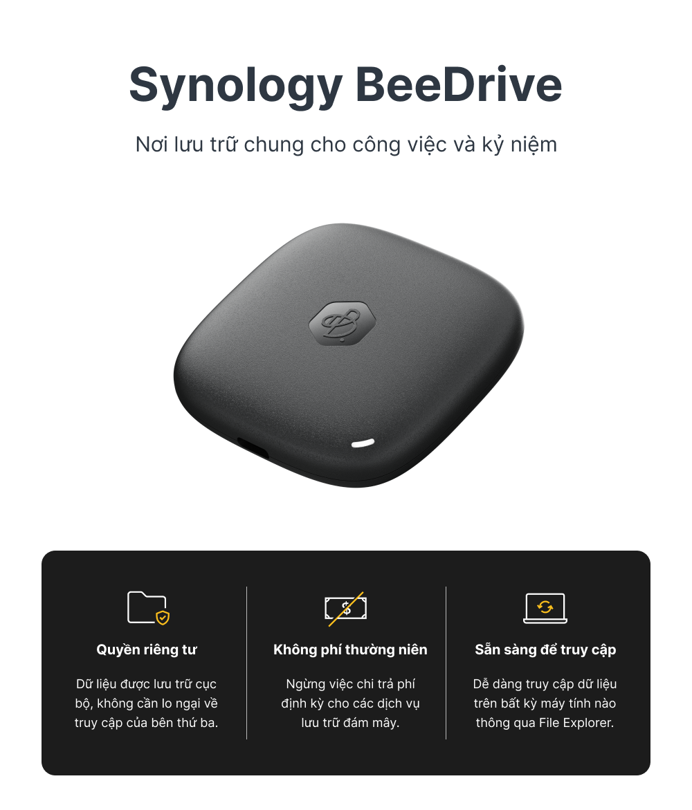 Thiết bị lưu trữ mạng Synology BeeDrive 1TB - BDS70-1T - Màu đen