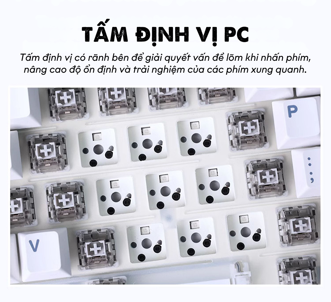 Bàn phím cơ có dây AULA F87 Đen Trắng Xanh dương (USB, Blue switch, led RGB) 7