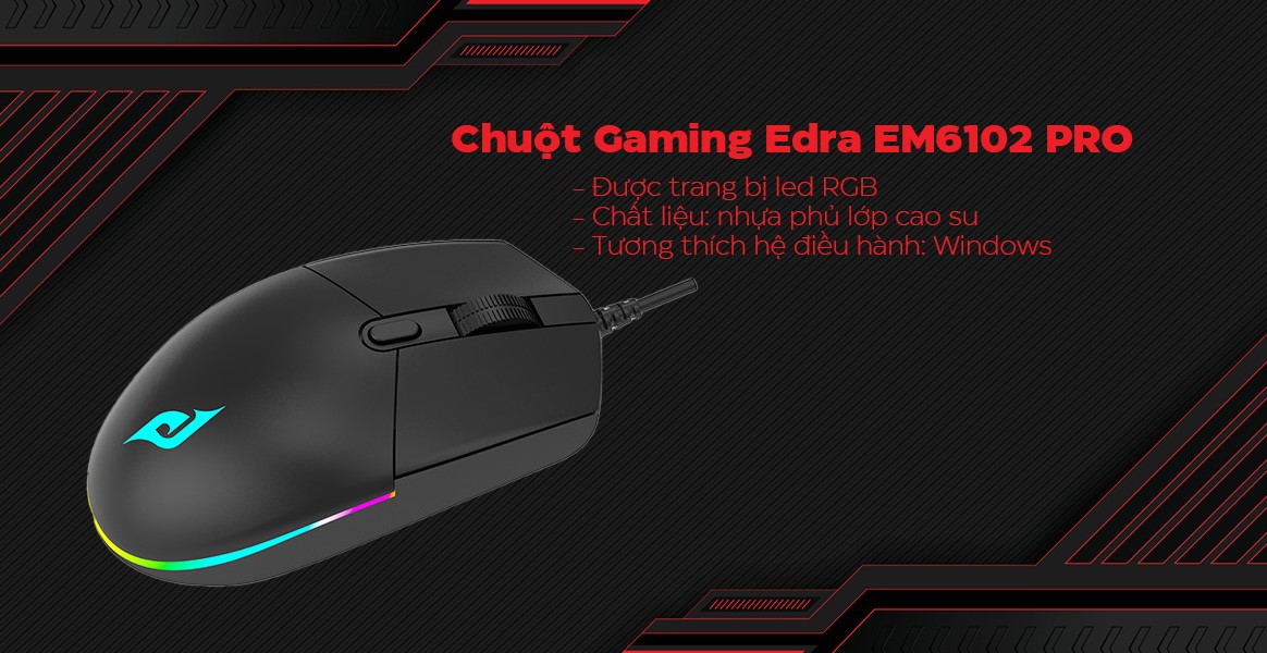 Chuột Gaming có dây Edra EM6102 PRO màu đen