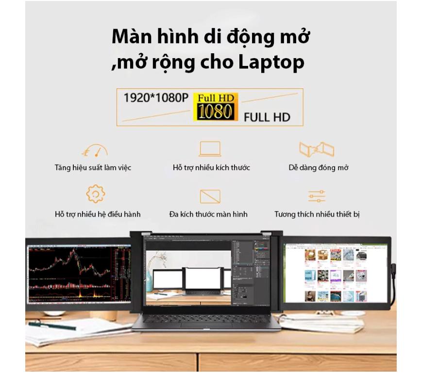 Bộ 02 màn hình 14 inch mở rộng cho laptop E-Tech S400 - Full HD (PKLT010)