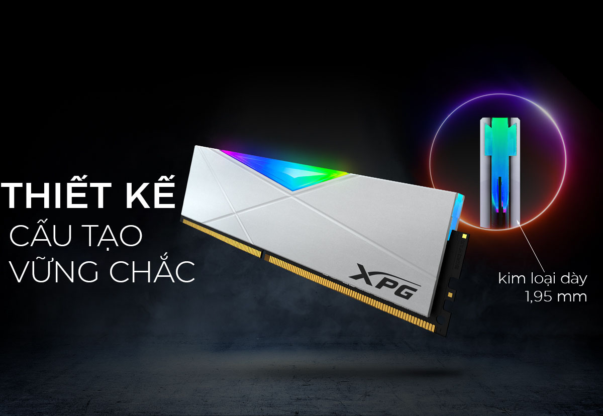 Ram Desktop Adata XPG Spectrix D50 RGB White (AX4U32008G16A-SW50) 8GB (1x8GB) DDR4 3200Mhz 