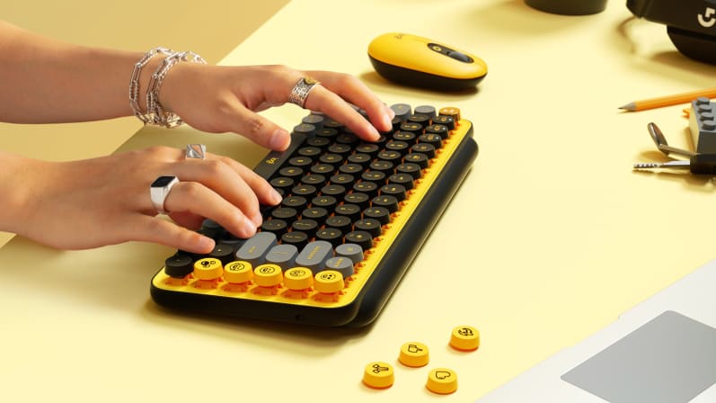 Bàn phím không dây Logitech Pop Keys Blast Yellow (USB/Bluetooth/Vàng-Đen) 3