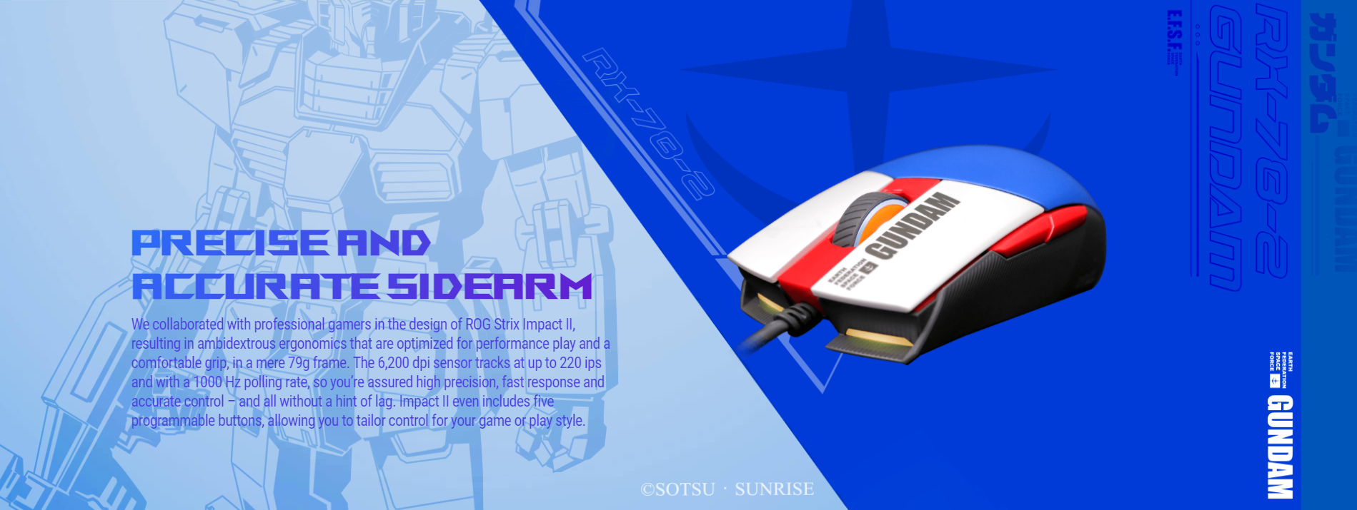 Giới thiệu Chuột Asus ROG Strix Impact II Gundam (USB/RGB)