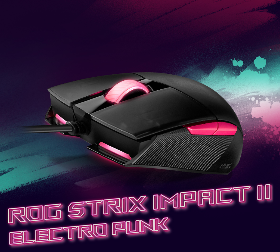 Giới thiệu Chuột chơi game Asus ROG Strix Impact II Electro Punk (P512) (USB/RGB/Đen)