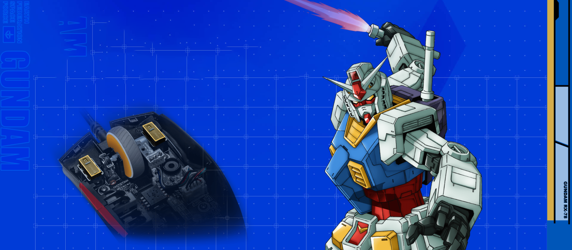 Chuột Asus ROG Strix Impact II Gundam (USB/RGB) có tính năng thay switch nóng độc quyền