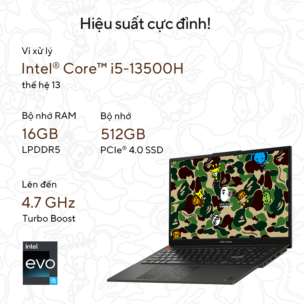 Laptop Asus VivoBook S15 Bape Edition S5504VA-MA291W 