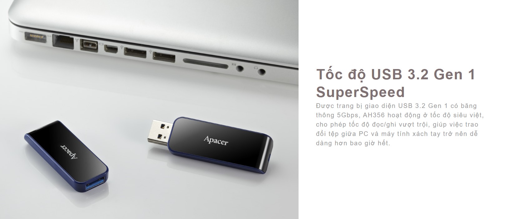 USB Apacer 16GB USB3.1 Gen1 Flash Drive AH356 Black RP (AP16GAH356B-1