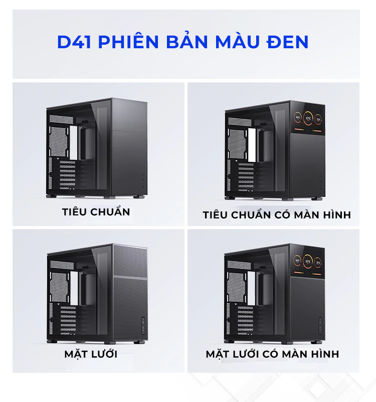 JONSBO D41 Mesh SC Black ATX PC Case With Built-in Screen – Supports RTX 4090, 360mm AIO, ATX/SFX PSU – Compact Mid Tower With Tempered Glass