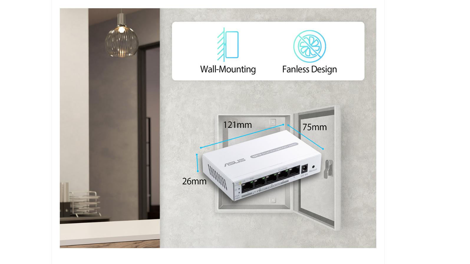 Switch PoE+ ASUS ExpertWiFi EBP15 5-Port GbE Smart Managed ảnh 2