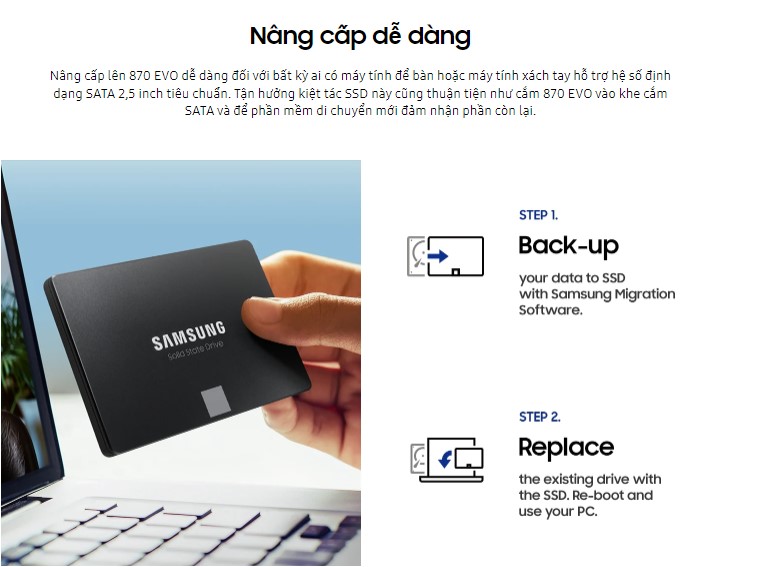 Nâng cấp ổ cứng SSD Samsung 870 EVO 500GB