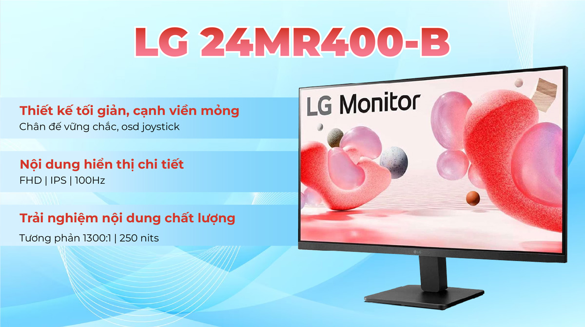 LG 24MR400-B phù hợp cho cả không gian làm việc và học tập.