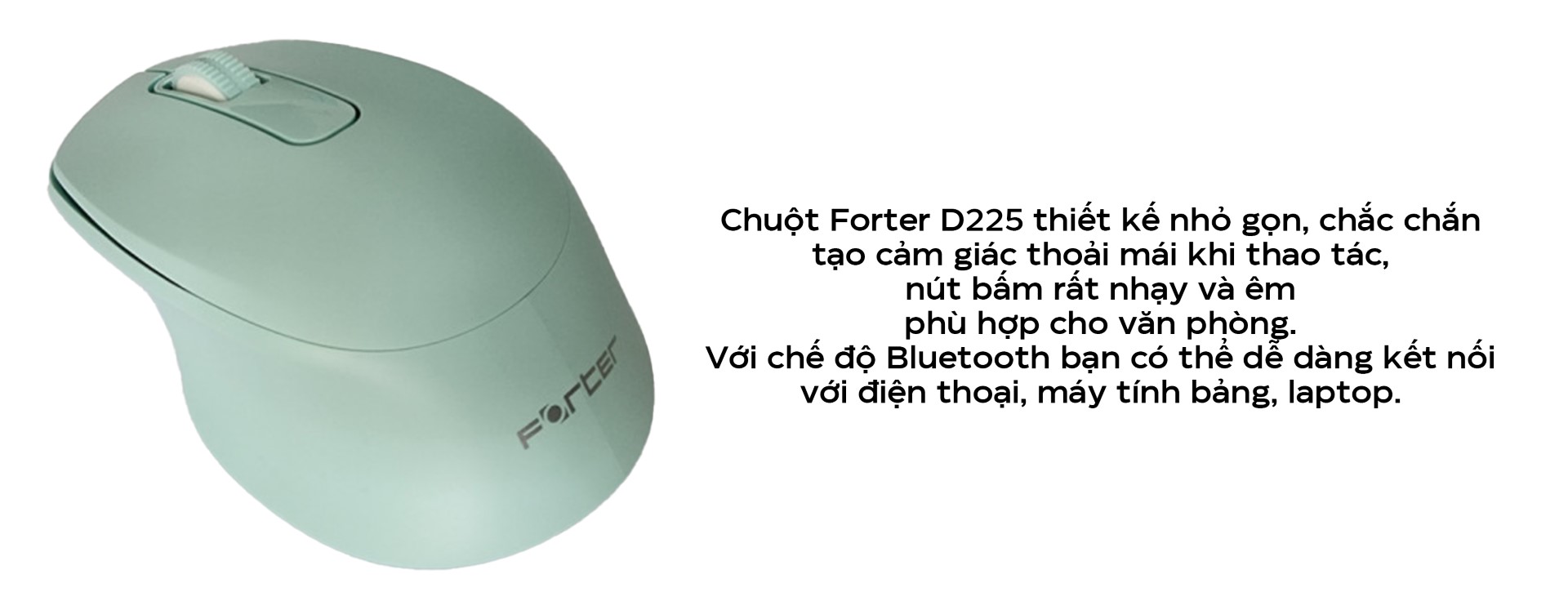 Chuột không dây Forter D225 xanh lục (USB/Bluetooth/pin AA)