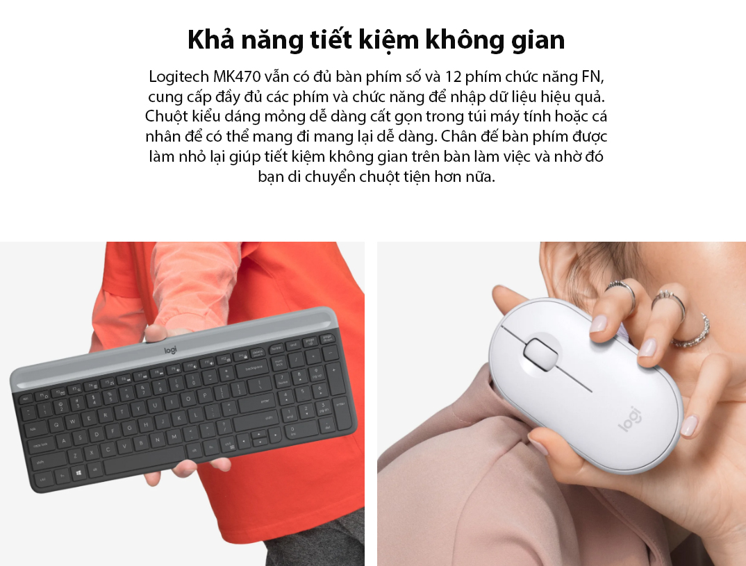 Bộ bàn phím + chuột không dây Logitech MK470 (USB/màu đen) 3