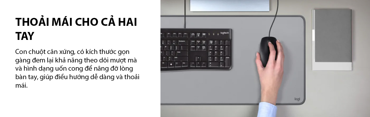Bộ Bàn phím Chuột Logitech MK120 (USB/đen) 3