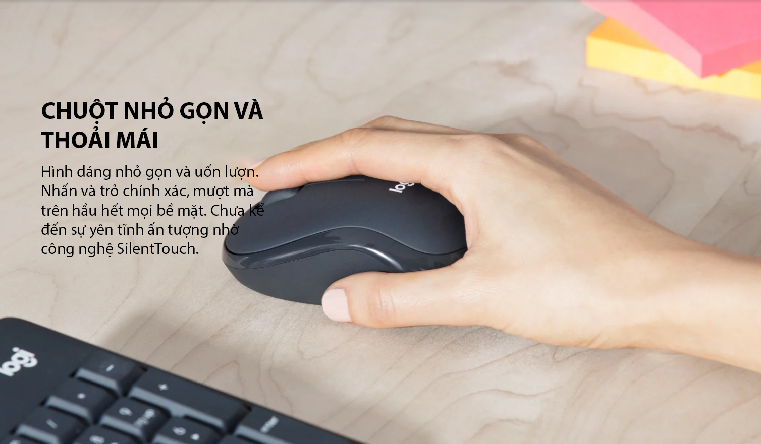 Bộ bàn phím chuột không dây Logitech MK295 màu đen (USB/SilentTouch) 4