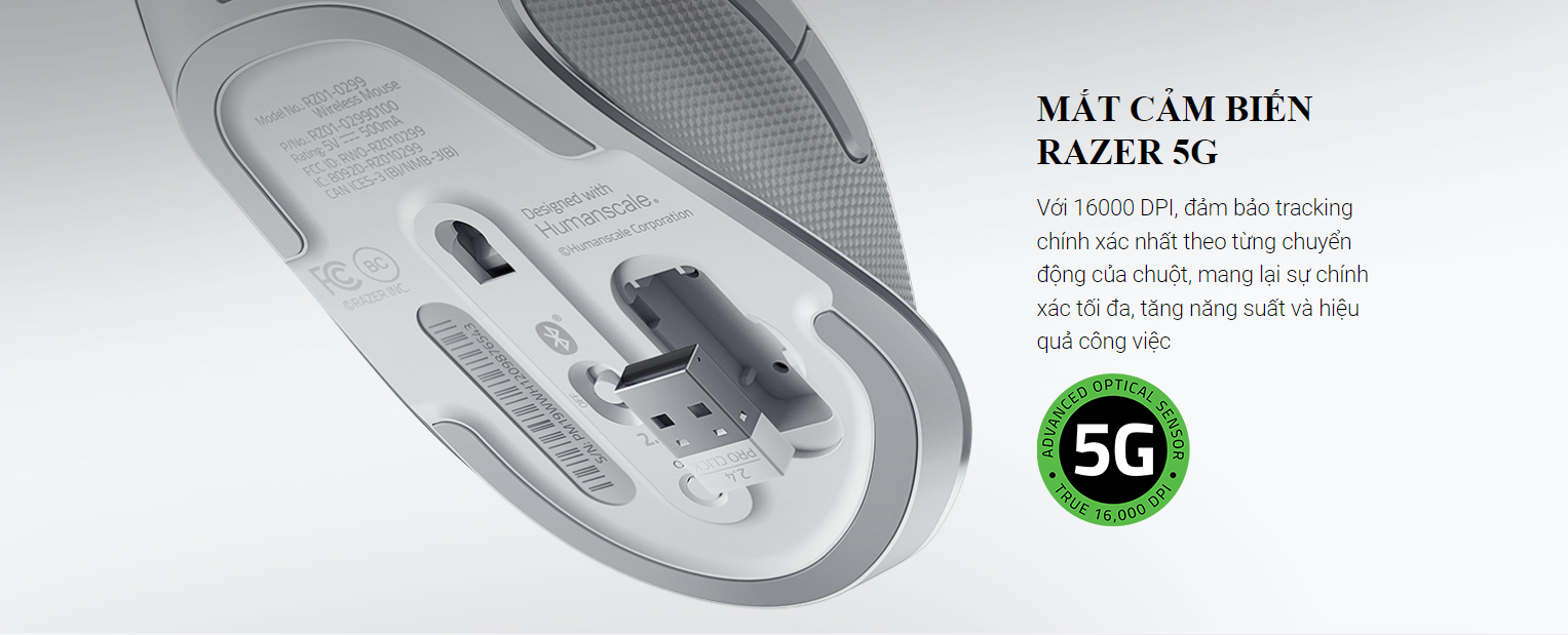 Chuột không dây Razer Pro Click Humanscale (USB/Led trắng) (RZ01-02990100-R3M1) 3