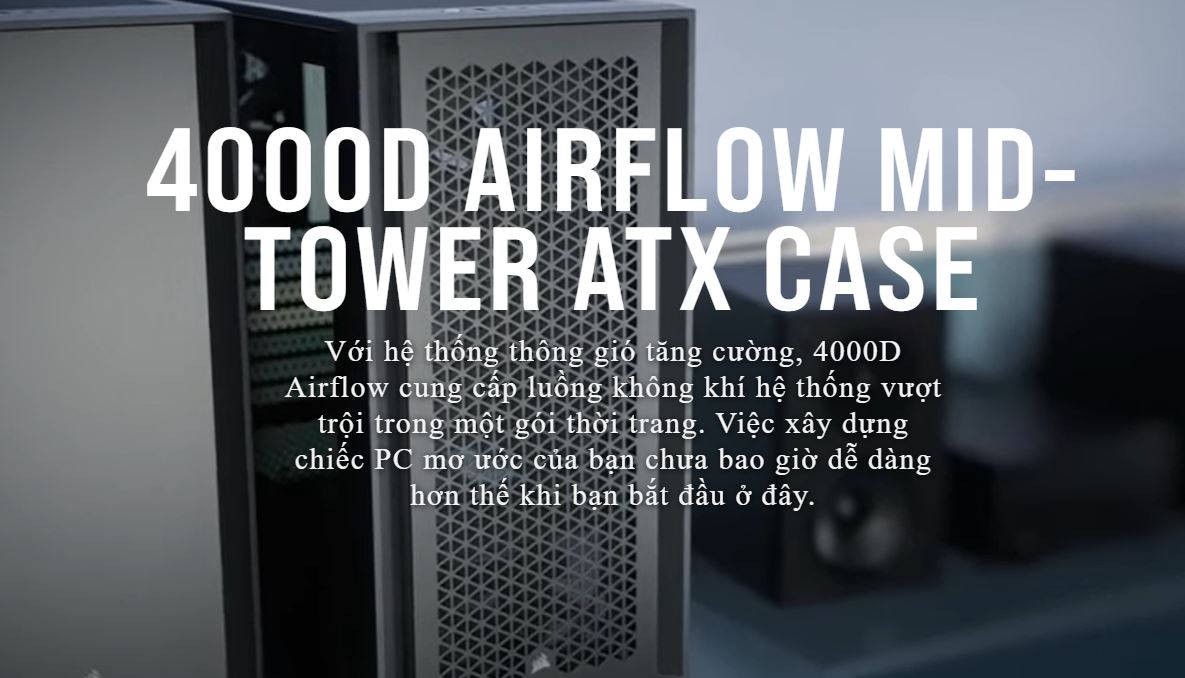 Vỏ Case Corsair 4000D Airflow TG Black (Mid Tower/Màu Đen)